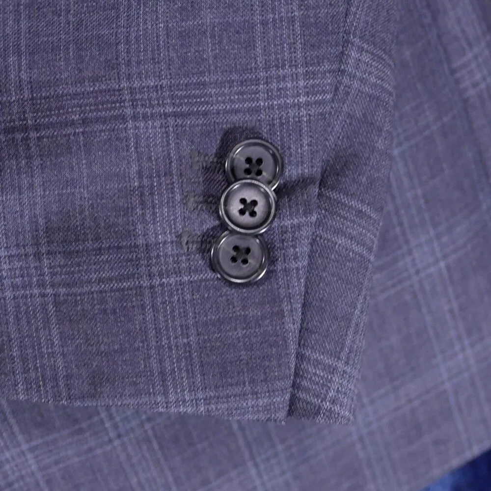 Banana Republic Sport Coat Blazer Mens 42R Tailored Fit Blue Plaid Two Button